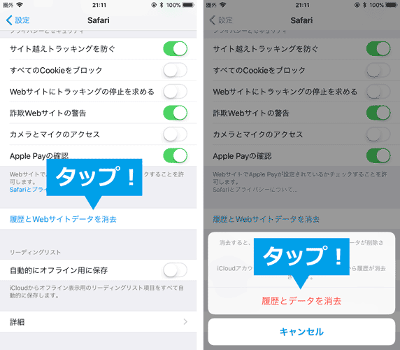 Iphoneでsafariの履歴やwebサイトデータを消去する方法 Ibitzedge