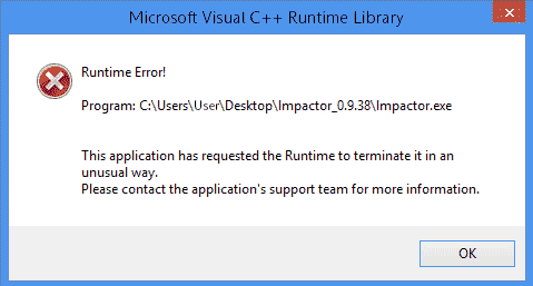 Microsoft Visual C++ Runtime Library Runtime Error!