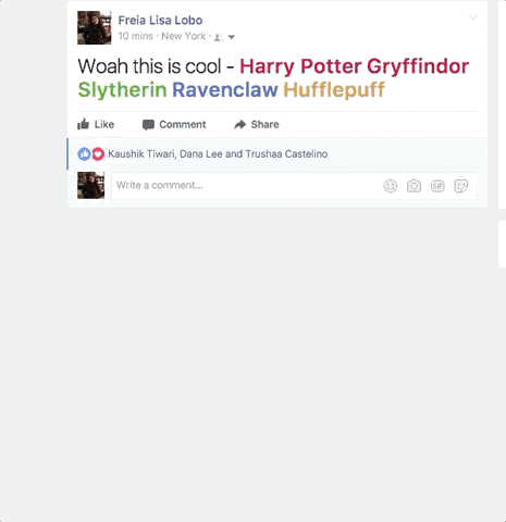FacebookでHarry Potterと入力したときのアニメーション画像