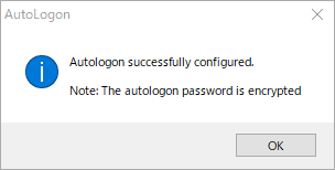 Autologon successfully configured